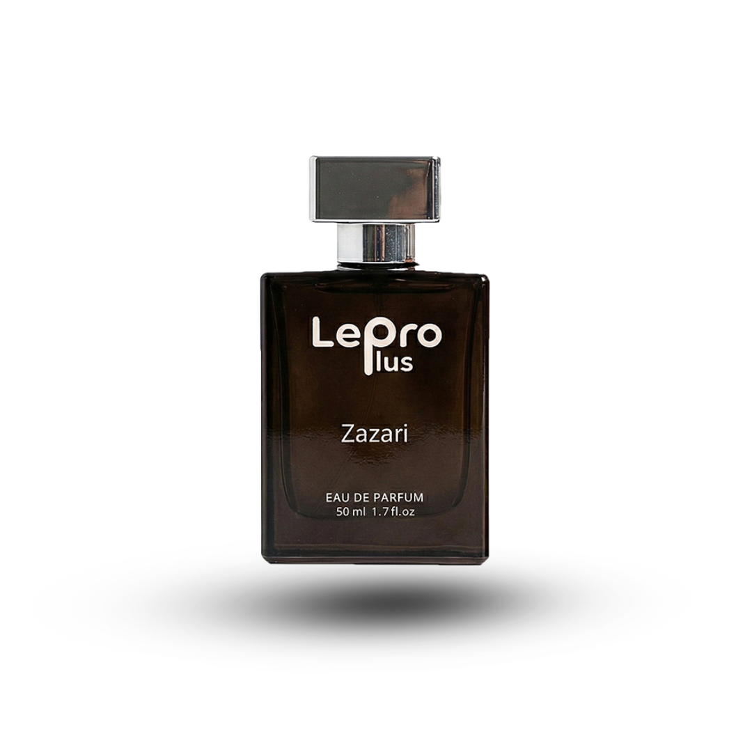 A bottle of LePro Plus Zazari Eau de Parfum.
